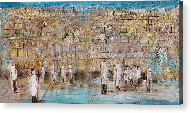 Jewish Art Acrylic Print featuring the painting The Kotel by Elena Kotliarker