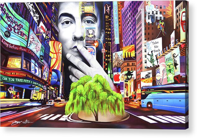 The Dave Matthews Band Acrylic Print featuring the painting Dave Matthews Dreaming Tree by Joshua Morton