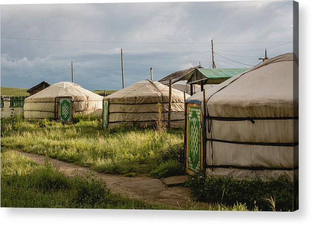 Mongolian Yurt Acrylic Print featuring the photograph Mongolian Yurts by Martin Vorel Minimalist Photography
