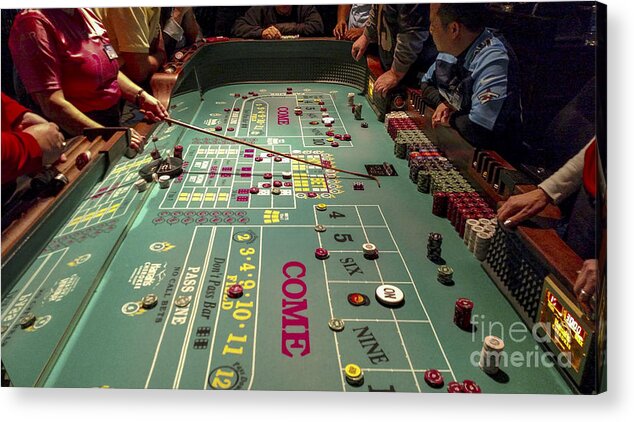 Craps Acrylic Print featuring the photograph Craps Table at Harrah's Cherokee Casino Resort #2 by David Oppenheimer