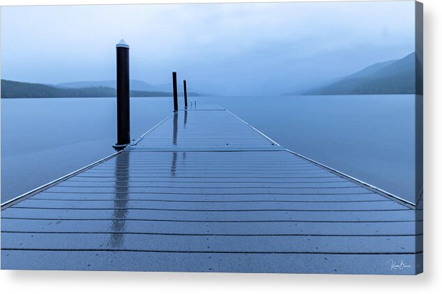 Glacier Acrylic Print featuring the photograph Lake McDonald Dock at Sunrise Signed by Karen Kelm