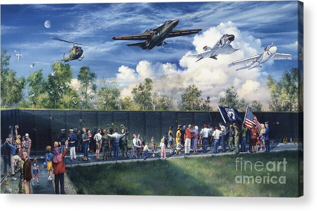 Vietnam Acrylic Print featuring the painting Vietnam Veterans Memorial Flyover by Randy Green