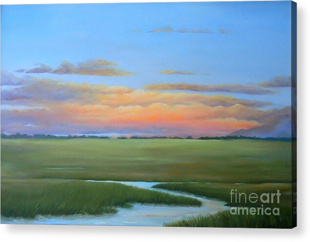 Audrey Mcleod Acrylic Print featuring the painting Lowcountry Sunset by Audrey McLeod