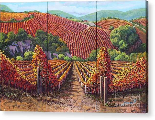 Vineyards Acrylic Print featuring the painting Fall Vineyard by Yenni Harrison