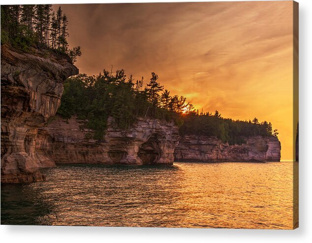 Great Lakes Acrylic Print featuring the photograph Superior Cliffs at Sunset by At Lands End Photography