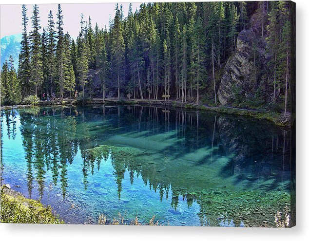 Alberta Acrylic Print featuring the photograph Emerald Mountain Pond by Jo-Anne Gazo-McKim