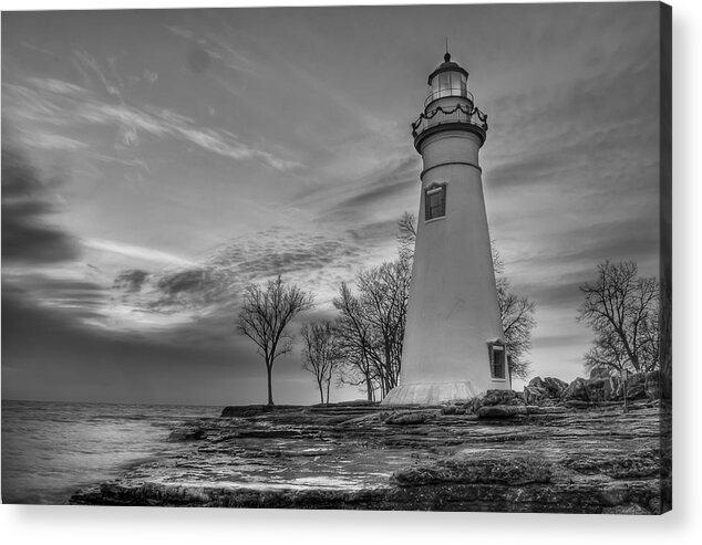 2x3 Acrylic Print featuring the photograph Marblehead Lighthouse in Black and White by At Lands End Photography