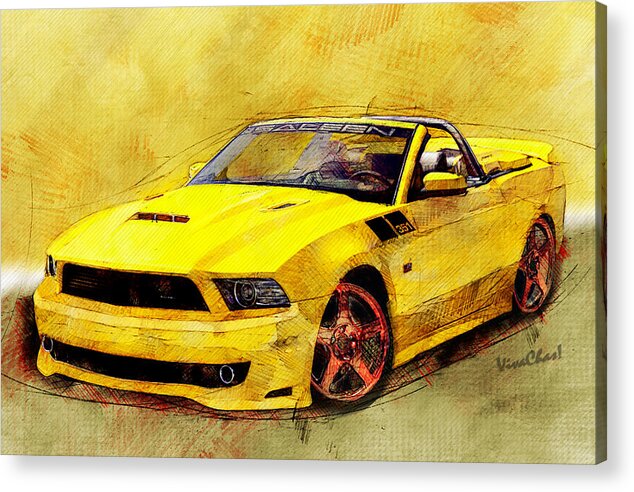Ford Mustang Acrylic Print featuring the mixed media 2014 Saleen Mustang Convertible s351 by Chas Sinklier