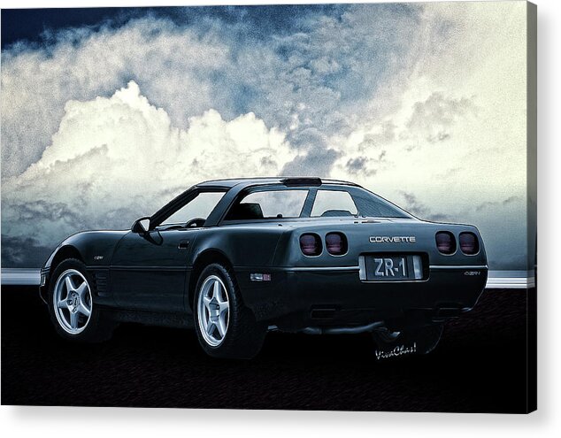 94 Acrylic Print featuring the photograph 94 Corvette ZR-1 Three-Quarter Back by Chas Sinklier