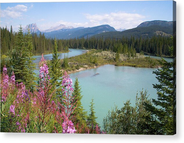 Bow River Acrylic Print featuring the photograph Bow River Banff National Park Canada by Linda McRae