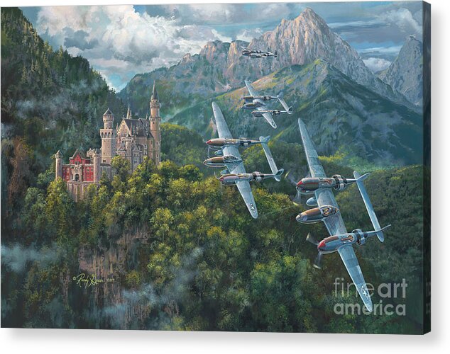 Airwar Acrylic Print featuring the painting Valley of the Mad King by Randy Green