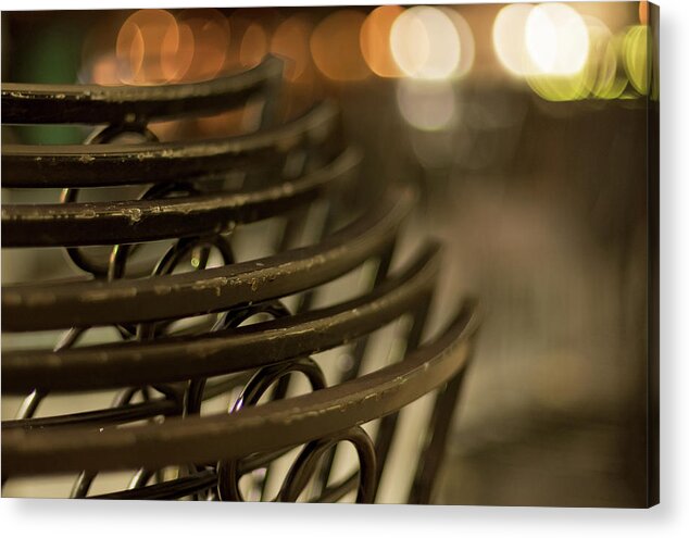 Bokeh Acrylic Print featuring the photograph Street Cafe Close-up in Prague by Martin Vorel Minimalist Photography