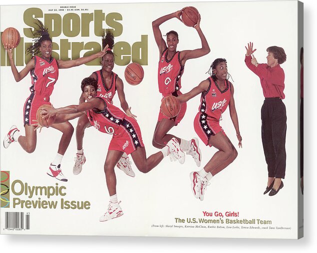The Olympic Games Acrylic Print featuring the photograph Usa Womens Basketball Team, 1996 Atlanta Olympic Games Sports Illustrated Cover by Sports Illustrated