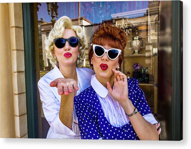Universal Studios Acrylic Print featuring the photograph Marilyn Monroe and Lucille Ball imitators by Carlos Diaz