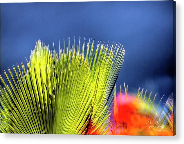 32733 Acrylic Print featuring the photograph Palm and Flower by Jerry Sodorff
