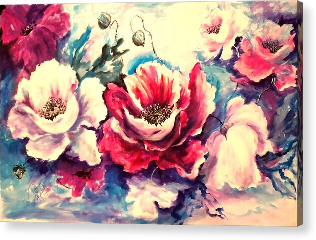 Flowers Acrylic Print featuring the painting Poppies by Patricia Rachidi
