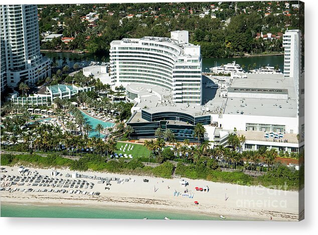 Fontainebleau Miami Beach Acrylic Print featuring the photograph Fontainebleau Miami Beach Aerial by David Oppenheimer