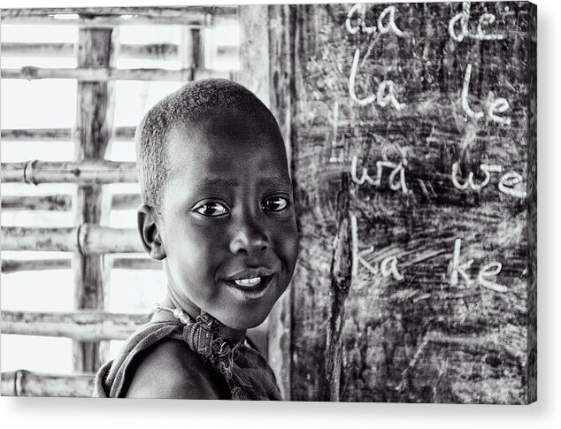 Adventure Traveler Acrylic Print featuring the photograph 4269 Maasai Child Village School Ngorongoro by Amyn Nasser Neptune Gallery