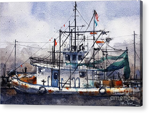 Delcambre Acrylic Print featuring the painting Louisiana Shrimp Boat by Tim Oliver