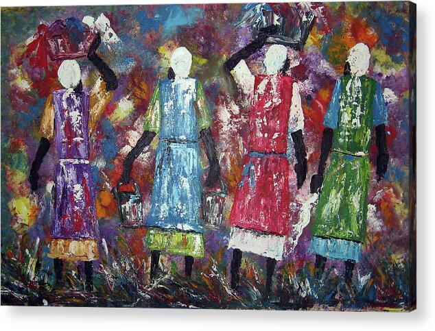  Acrylic Print featuring the painting Mothers Come Home by Peter Sibeko
