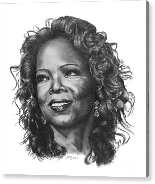 Woman Acrylic Print featuring the drawing Oprah by Marianne NANA Betts