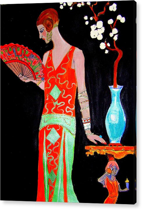 Japanese Acrylic Print featuring the painting The Geisha by Rusty Gladdish