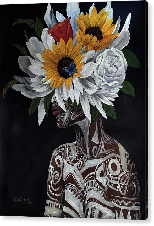 Rmo Acrylic Print featuring the painting African Blossom by Ronnie Moyo