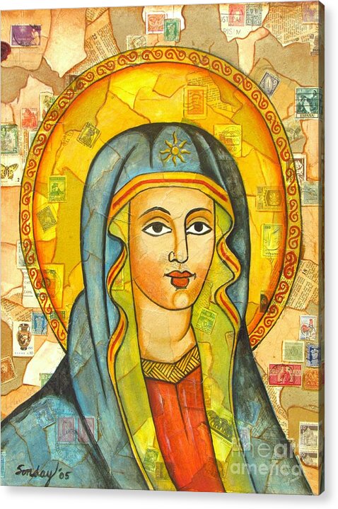 Virgin Mary Acrylic Print featuring the painting The Virgin by Joseph Sonday