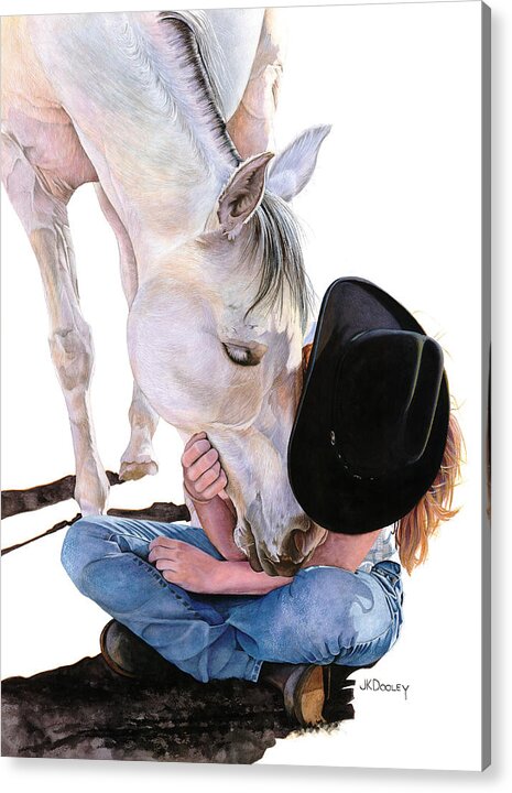 Arabian Horse Acrylic Print featuring the painting Girl Talk by JK Dooley