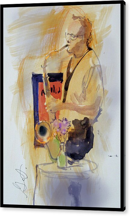 Musician Acrylic Print featuring the painting Sax Man by Gertrude Palmer
