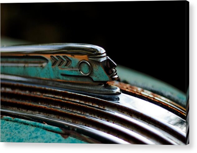 Classic Acrylic Print featuring the photograph 1937 Pontiac 224 Hood Ornament by Trever Miller