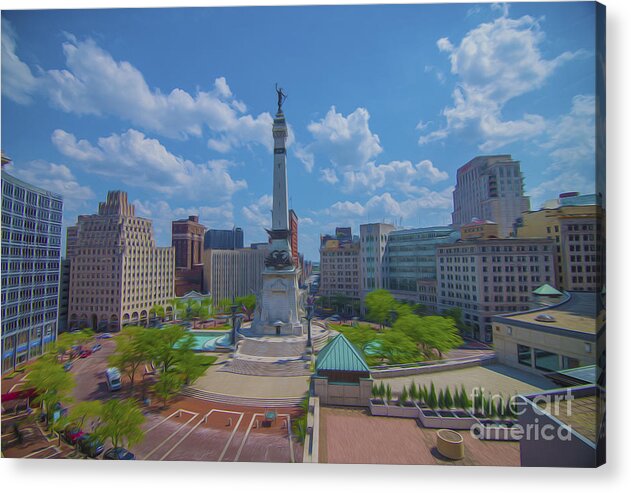 America Acrylic Print featuring the photograph Indianapolis Monument Circle OIL by David Haskett II