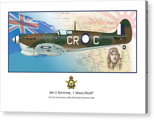 Raaf Acrylic Print featuring the digital art W/C Clive Caldwell DSO DFC and Bar by Mark Donoghue