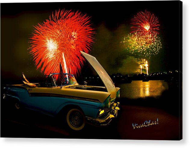 4 Acrylic Print featuring the photograph 1957 Fairlane Convertible A Night To Remember by Chas Sinklier