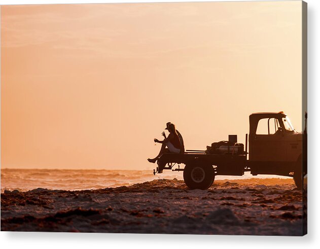 Truck Grayton Gulf Acrylic Print featuring the photograph Grayton Beach Flatbed Sunset by Kurt Lischka