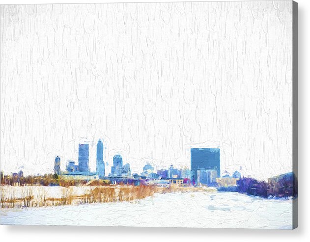 Ndianapolis Acrylic Print featuring the photograph Indianapolis Indiana Skyline Creative Blue by David Haskett II