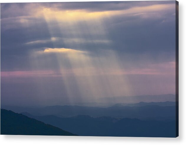 Sun Rays Acrylic Print featuring the photograph Mountain God Rays by Ken Barrett