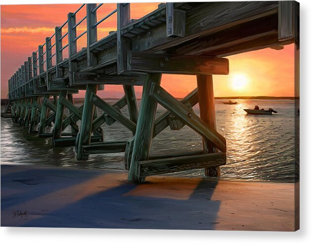 Pamet Harbor Acrylic Print featuring the painting Pamet Harbor Sunset by Sue Brehant