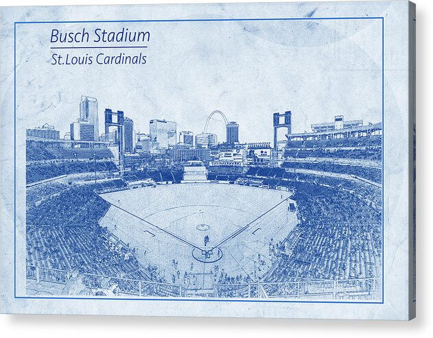 St. Louis Cardinals Acrylic Print featuring the photograph St. Louis Cardinals Busch Stadium BluePrint Names by David Haskett II