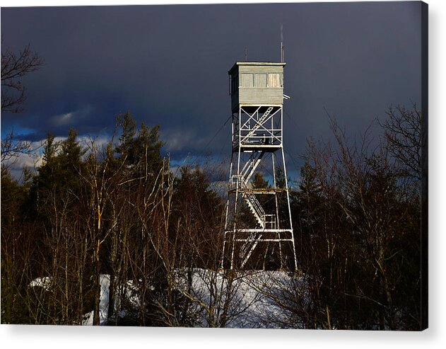 South Pawtuckaway Acrylic Print featuring the photograph Waiting tower by Rockybranch Dreams