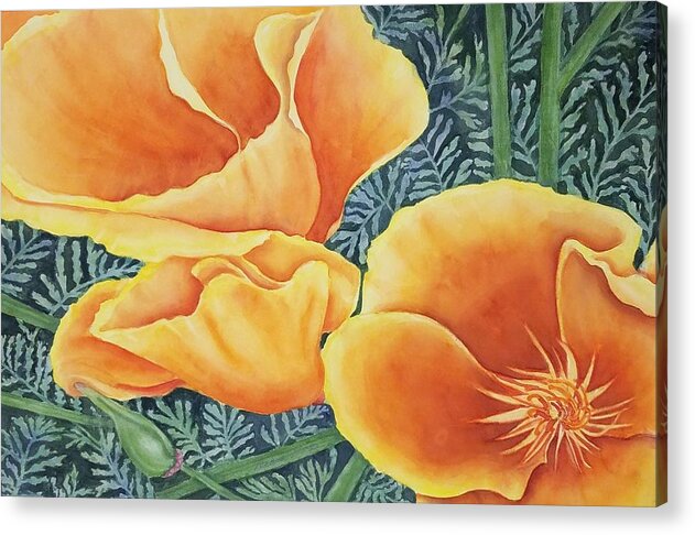 Flower Acrylic Print featuring the painting Poppies II by Deane Locke