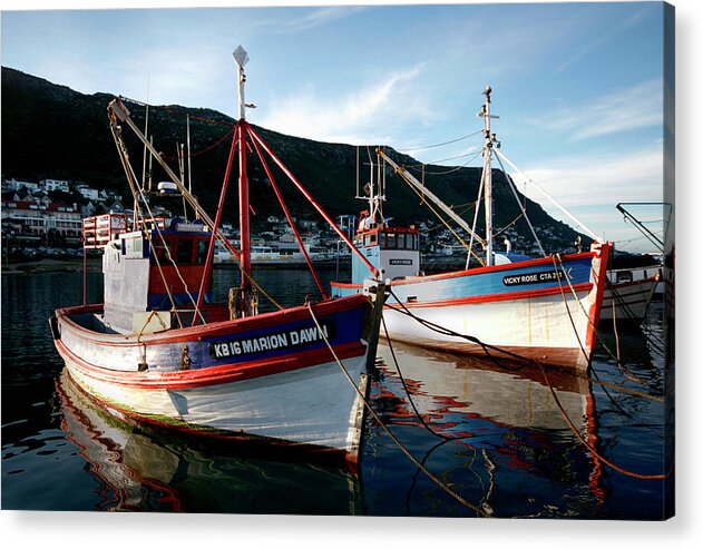 Kalk Bay Harbour; Kalk Bay; Ocean; Sea; Boats; Fishing; Water; Fish; Jetty Art; Stunning; Photos; Pics; Jetty; Cape Town; Colour; Colourful; Andrew Hewett; Artistic; Artwork; Prints; Interior; Quality; Inspirational; Fishing Boats; Decorative; Images; Creative; Beautiful; Exhibition; Lovely; Seascapes; Awesome; Boat; Fishing Boats; Wonderful; Light; Harbour Photography; Harbor; Decor; Interiors; Andrew Hewett; Water; Https://waterlove.co.za/; ;https://hewetttinsite.co.za/ Acrylic Print featuring the photograph Sisters by Andrew Hewett
