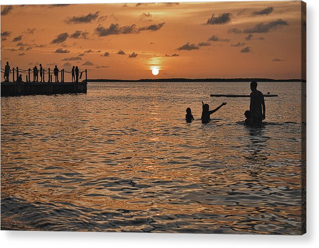 Sunset Acrylic Print featuring the photograph Summer Sunset Silhouettes by Portia Olaughlin