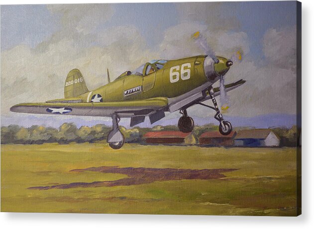 Famous Fighter Aircraft Acrylic Print featuring the painting Bell Airacobra by Murray McLeod