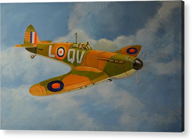 Aviation Art Acrylic Print featuring the painting Spitfire Mk1a by Murray McLeod
