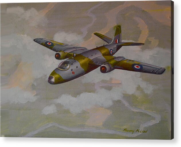 Aviation Art Acrylic Print featuring the painting Canberra Sortie by Murray McLeod