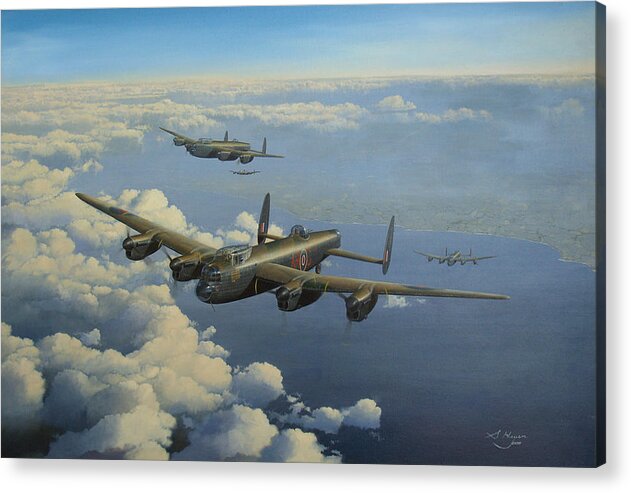 Lancaster Bomber Acrylic Print featuring the painting G for George by Steven Heyen