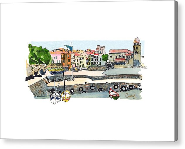 French Coastal Scenery Acrylic Print featuring the painting Collioure,  Cote de Vermeille by Joan Cordell