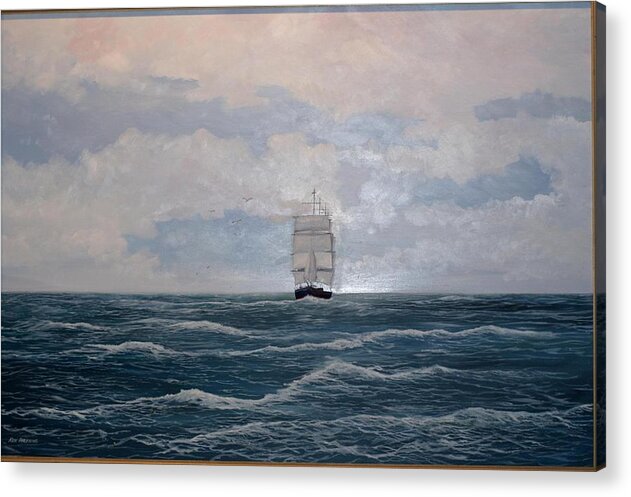 Ship Acrylic Print featuring the painting Square Rigger by Ken Ahlering
