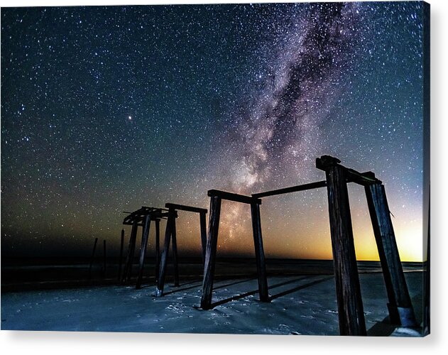 Stars Acrylic Print featuring the photograph Milky Way Over Camp Helen Pier - Landscape by Kurt Lischka